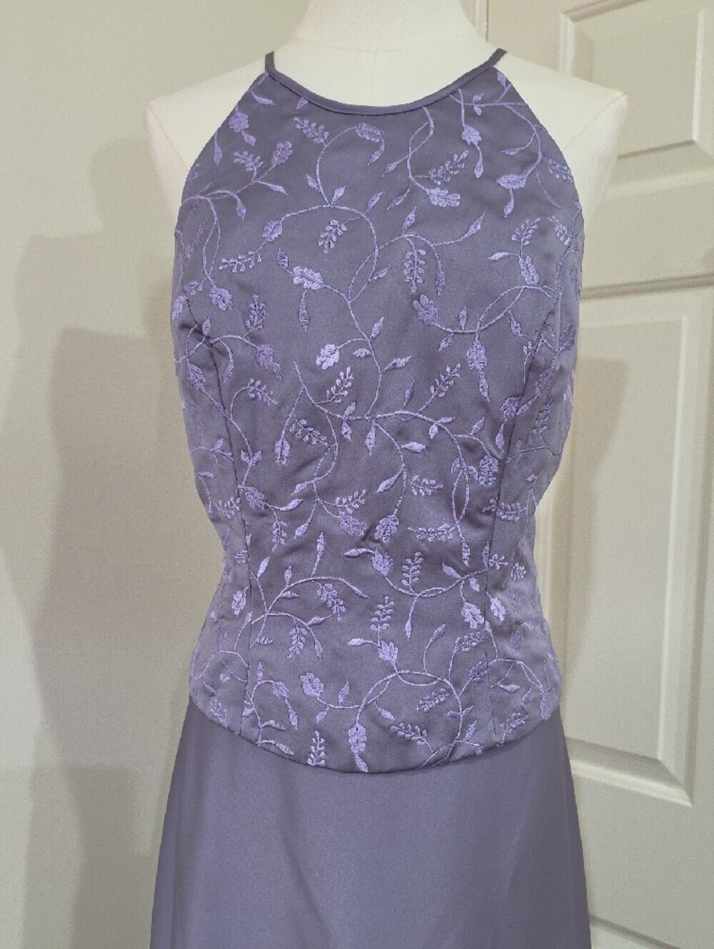 Mori Lee Two Piece Evening Gown-Lavender Satin Size 15/16 Fits Modern Size 10/12 - Picture 2 of 15